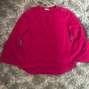 Magenta Bell Sleeve Blouse